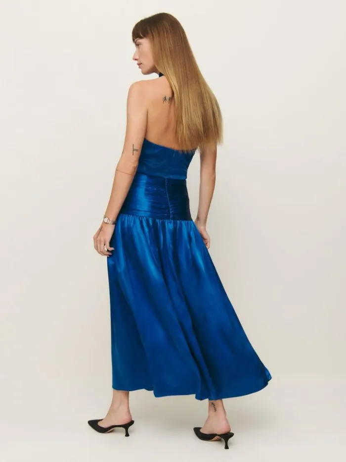 ClothingWeddings The Reformation Zaria Silk Dress Pacific Ocean