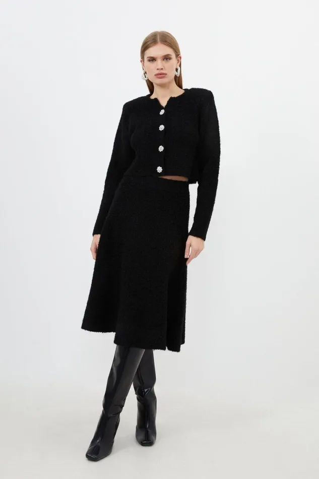 CoOrds Women Karen Millen Boucle Knit Embellished Set Black