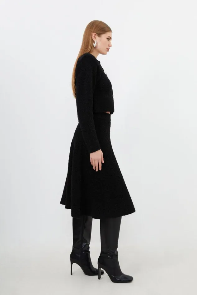 CoOrds Women Karen Millen Boucle Knit Embellished Set Black