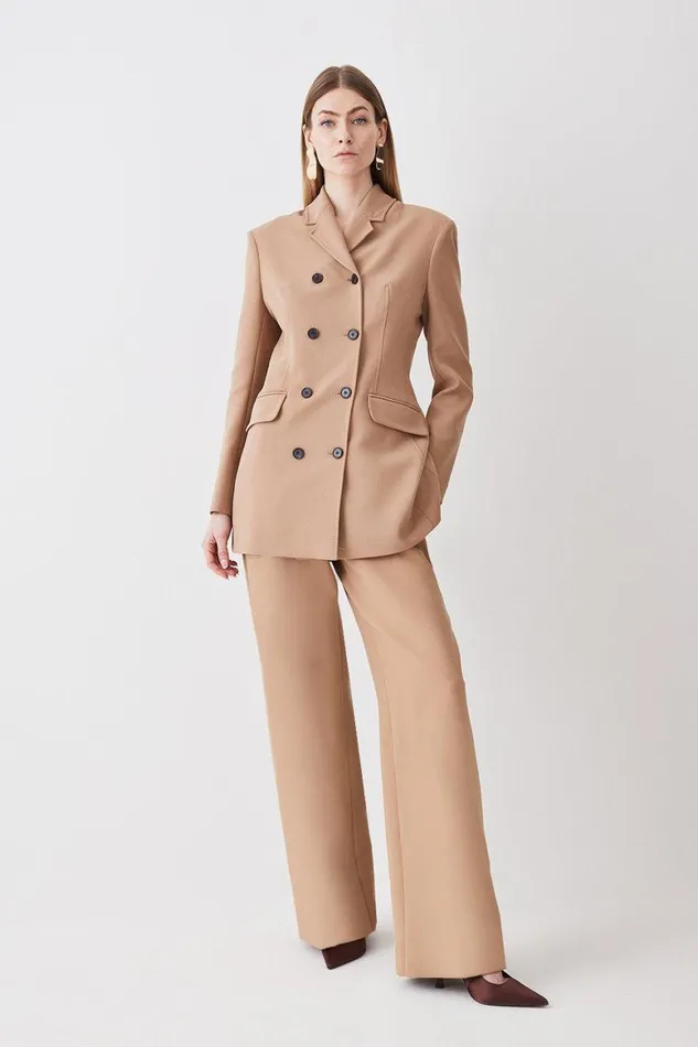 CoOrds Women Karen Millen Compact Stretch High Button Double Breasted Blazer and Trouser Set Camel CoOrds Women Karen Millen Compact Stretch High Button Double Breasted Blazer and Trouser Set Camel