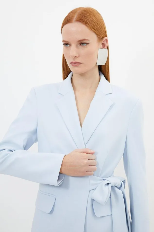 Coats and Jackets Women Karen Millen Compact Stretch Single Breasted Tailored Blazer Light Blue