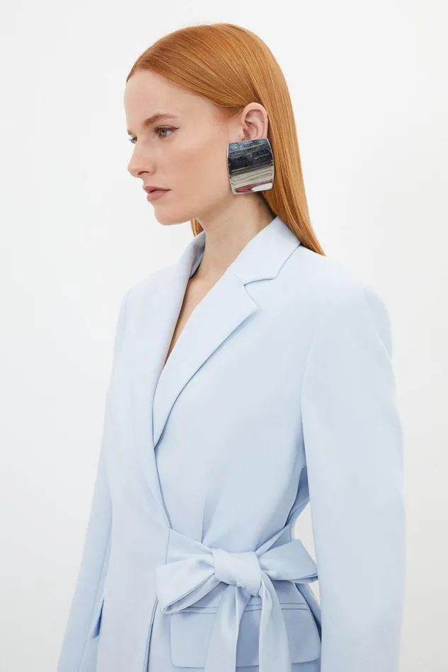 Coats and Jackets Women Karen Millen Compact Stretch Single Breasted Tailored Blazer Light Blue