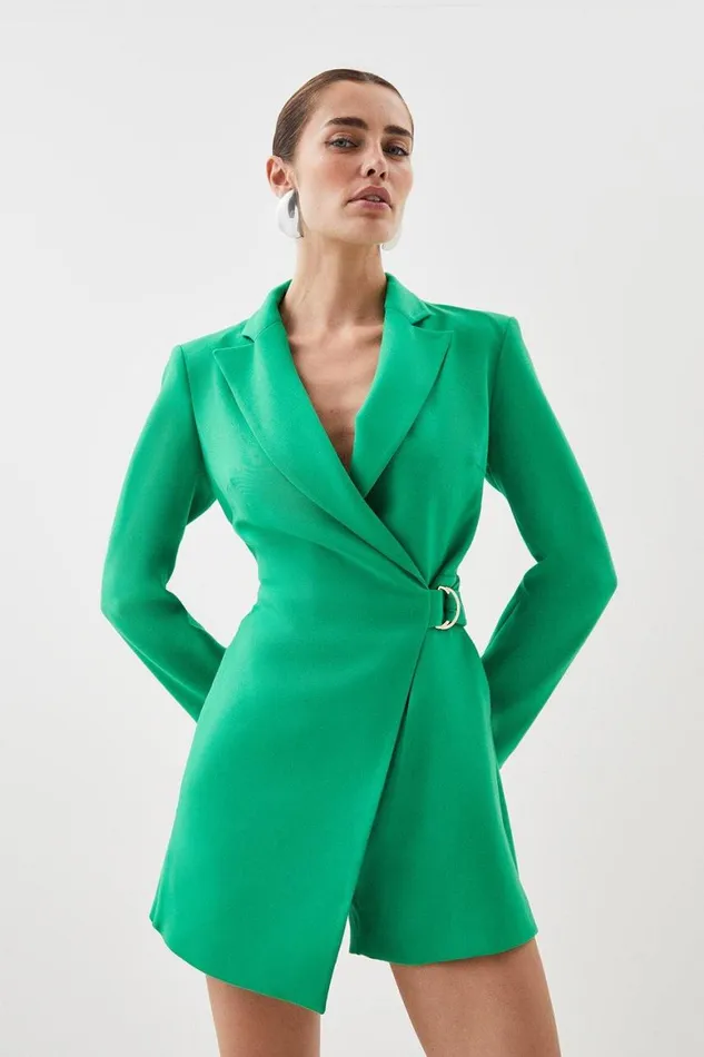 Coats and Jackets Women Karen Millen Compact Stretch Tailored Tie Detail Blazer Playsuit Green Coats and Jackets Women Karen Millen Compact Stretch Tailored Tie Detail Blazer Playsuit Green