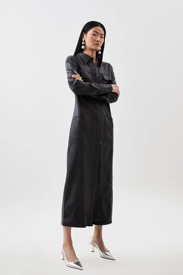 Coats and Jackets Women Karen Millen Faux Leather Western Coat Black