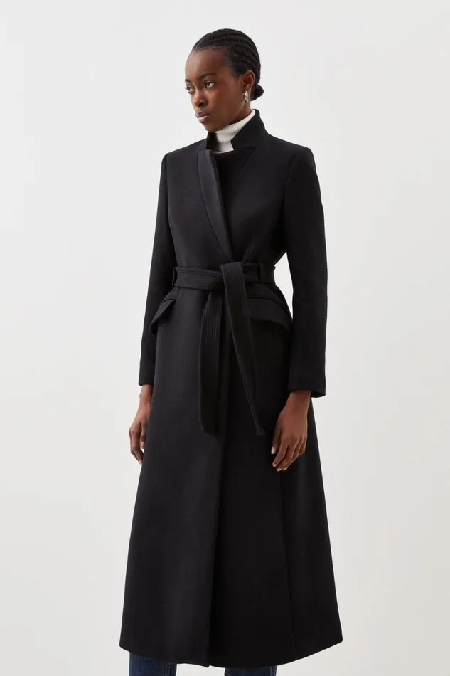Coats and Jackets Women Karen Millen Italian Manteco Wool Forever Notch Neck Midaxi Coat Black Coats and Jackets Women Karen Millen Italian Manteco Wool Forever Notch Neck Midaxi Coat Black