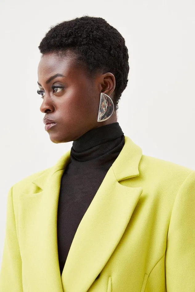 Coats and Jackets Women Karen Millen Italian Manteco Wool Hourglass Coat Washed Lime