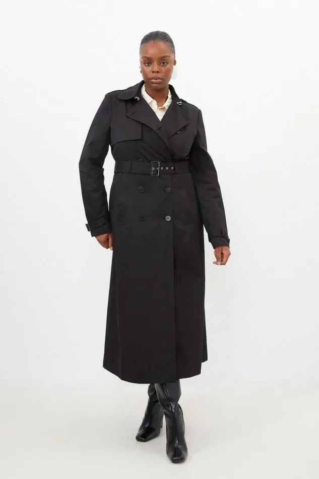 Coats and Jackets Women Karen Millen Plus Size Tailored Classic Belted Trench Coat Black Coats and Jackets Women Karen Millen Plus Size Tailored Classic Belted Trench Coat Black