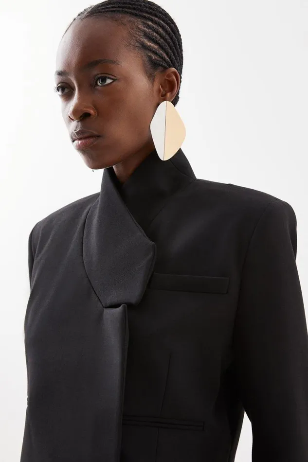 Coats and Jackets Women Karen Millen Tailored Compact Stretch Cropped Blazer Black