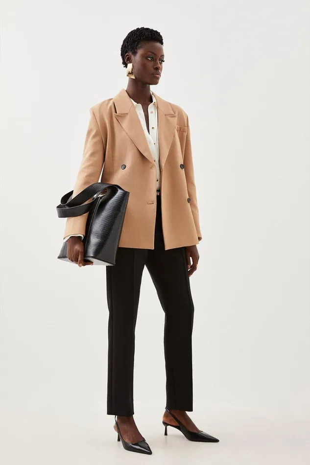 Coats and Jackets Women Karen Millen Tailored Compact Stretch Strong Shoulder Double Breasted Blazer Camel Coats and Jackets Women Karen Millen Tailored Compact Stretch Strong Shoulder Double Breasted Blazer Camel