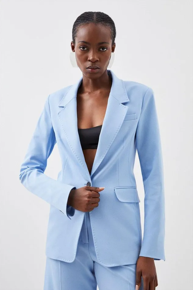 Coats and Jackets Women Karen Millen Tailored Single Breasted Pocket Detail Blazer Blue