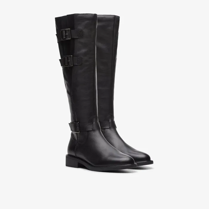 Cologne Up Black Leather Women Clarks Boots and Booties