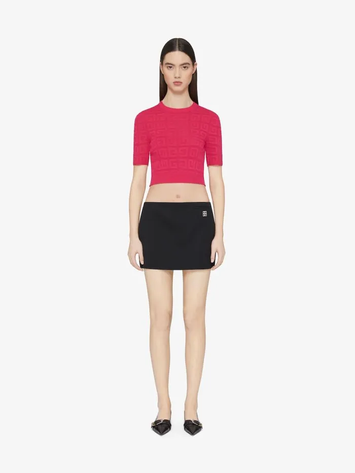 Cropped Sweater In 4g Jacquard Raspberry Women Givenchy Sweaters