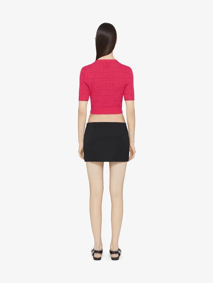 Cropped Sweater In 4g Jacquard Raspberry Women Givenchy Sweaters