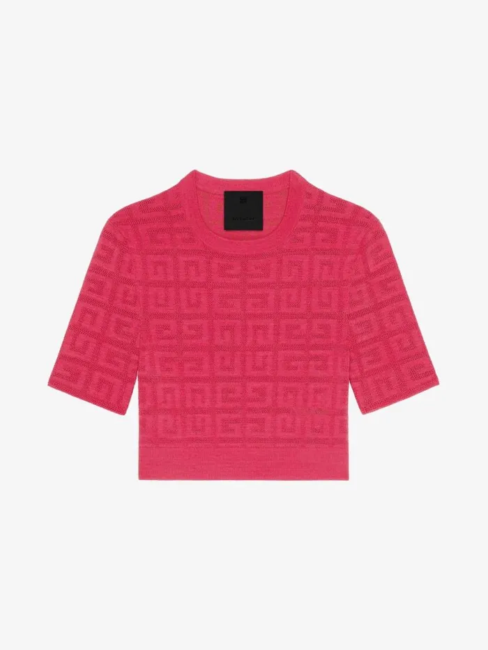 Cropped Sweater In 4g Jacquard Raspberry Women Givenchy Sweaters