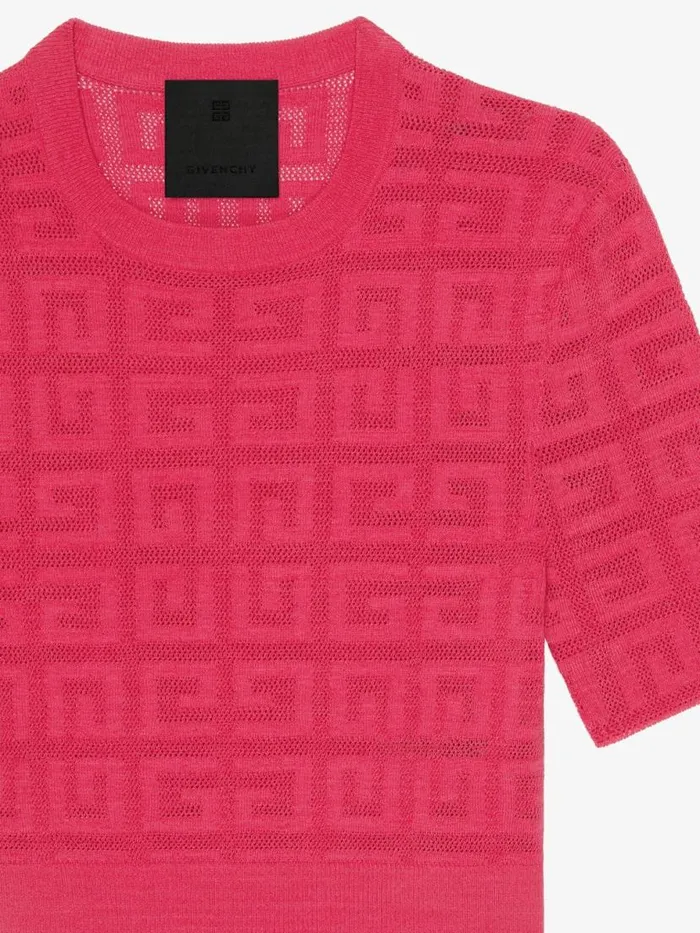 Cropped Sweater In 4g Jacquard Raspberry Women Givenchy Sweaters