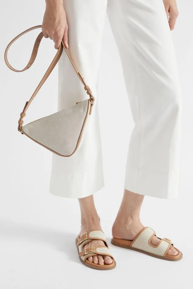 Cross Body Woman Seed Heritage Textured Triangular Crossbody Caramel