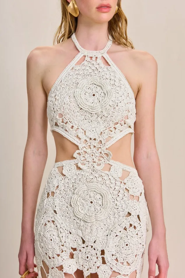 Cult Gaia Accalia Crochet Gown Off White Women Dresses