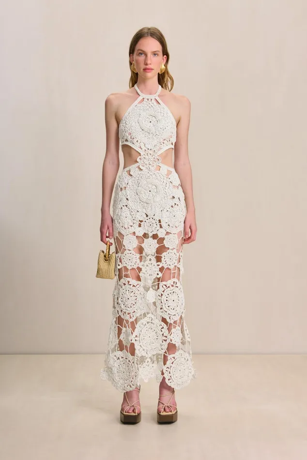 Cult Gaia Accalia Crochet Gown Off White Women Dresses