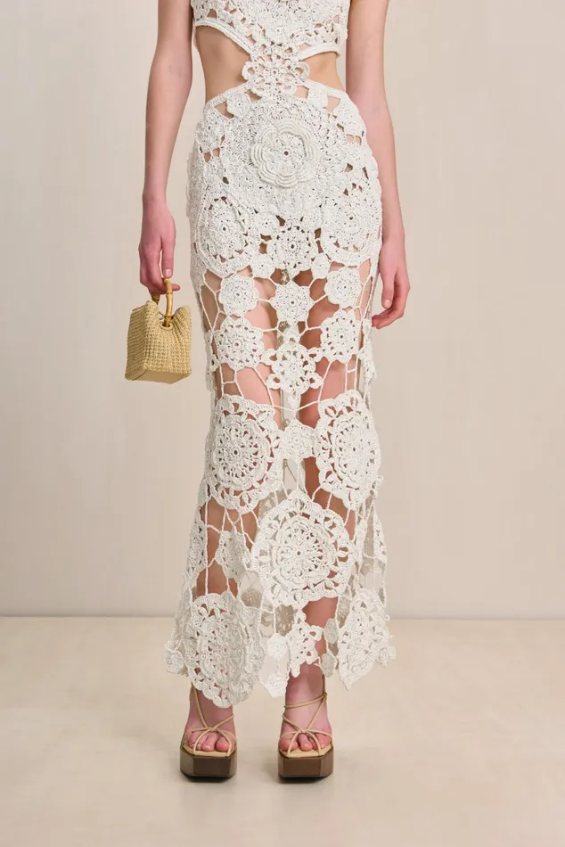 Cult Gaia Accalia Crochet Gown Off White Women Dresses
