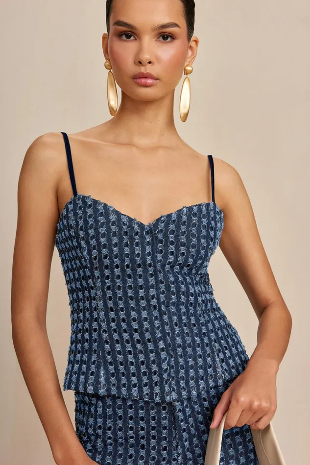 Cult Gaia Aurelia Top Indigo Wash Women Sets
