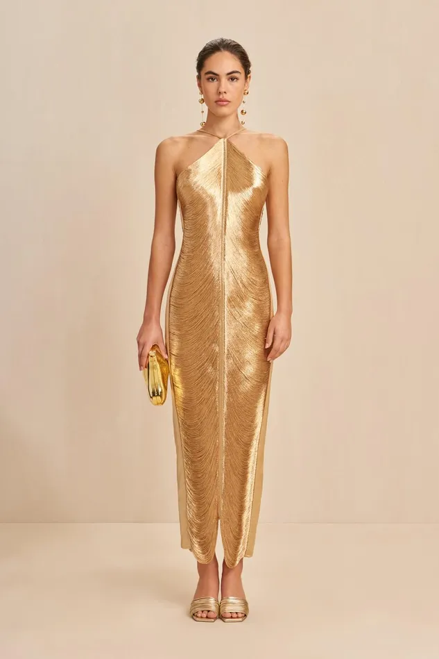 Cult Gaia Renata Gown Gold Women Dresses