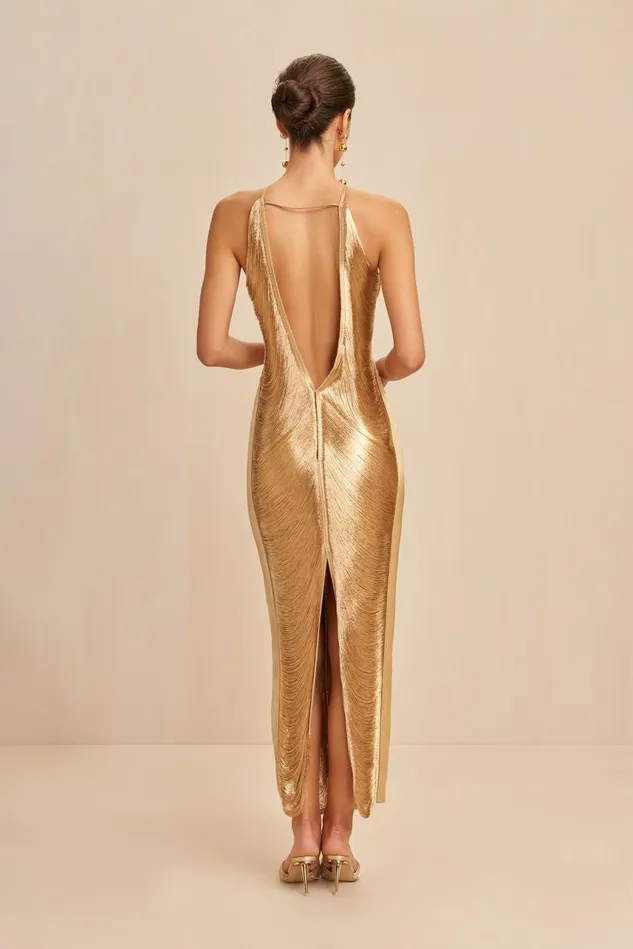 Cult Gaia Renata Gown Gold Women Dresses Cult Gaia Renata Gown Gold Women Dresses