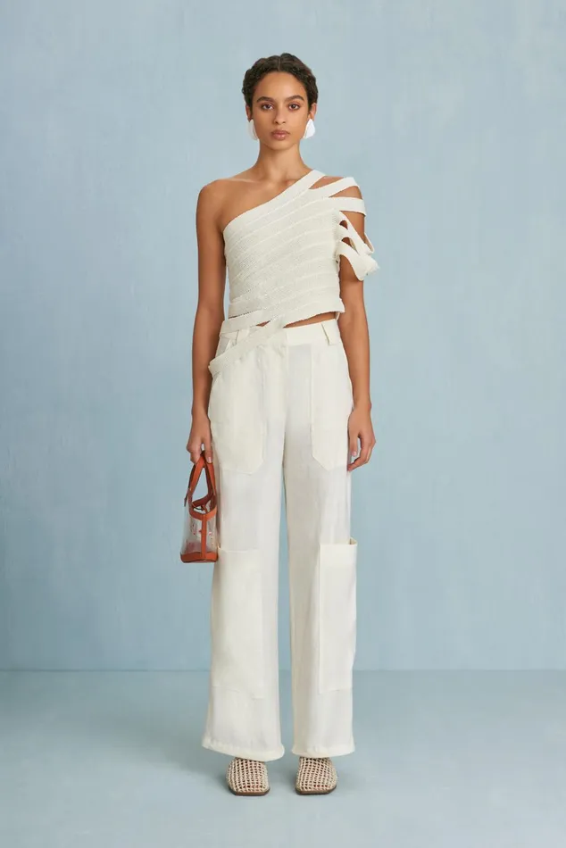 Cult Gaia Sashi Knit Top Off White Women Knits