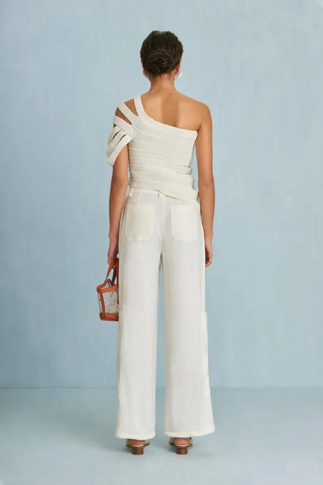Cult Gaia Sashi Knit Top Off White Women Knits