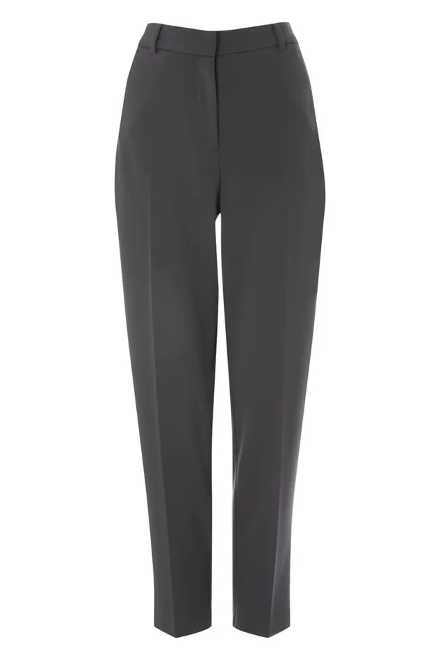 Dark Grey Short Straight Leg Stretch Trouser Women Roman Trousers