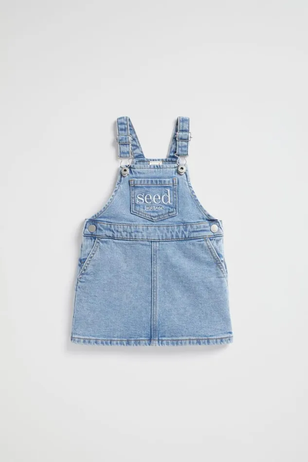 Denim and Jeans Baby Seed Heritage Core Logo Pinafore Clean Blue Wash
