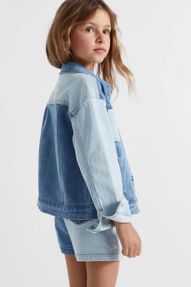 Denim and Jeans Girl Seed Heritage Colourblock Denim Jacket Light Wash Multi