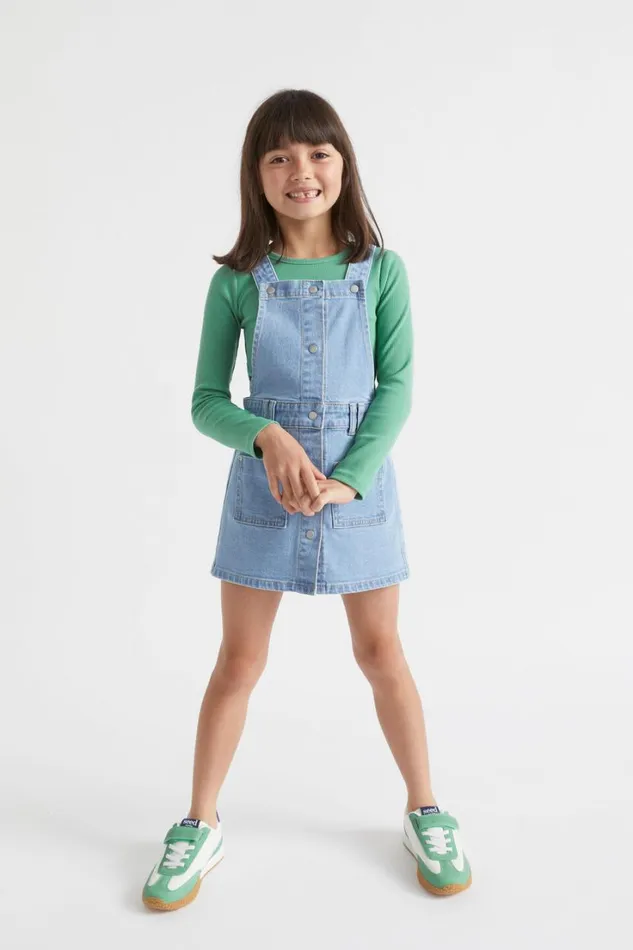 Denim and Jeans Girl Seed Heritage Denim Pinafore Original Indigo
