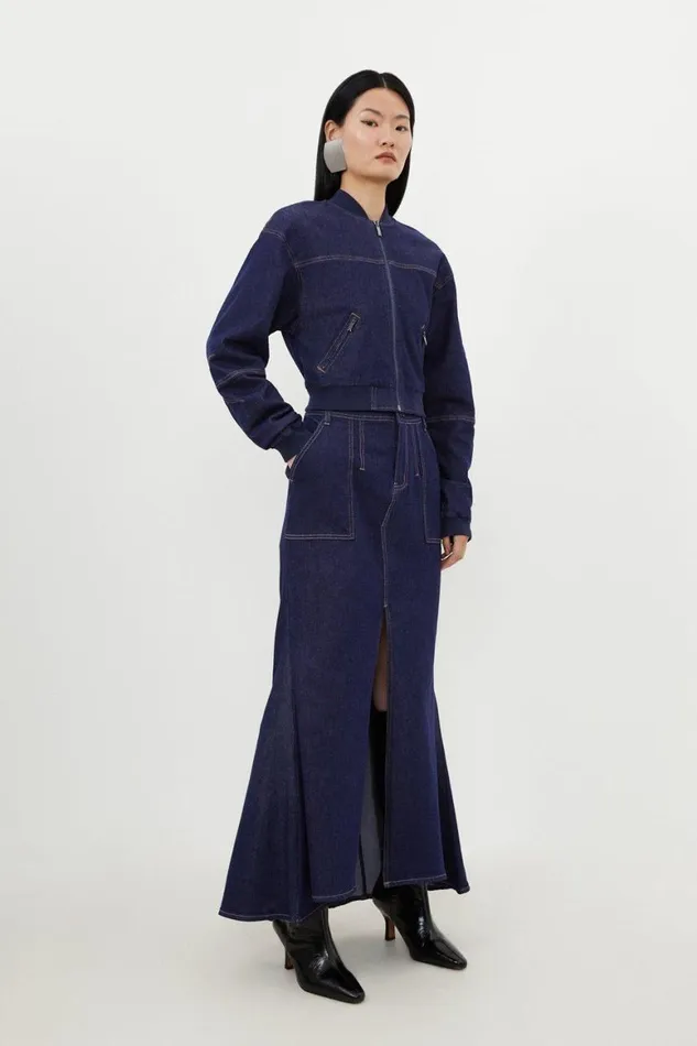 Denim Women Karen Millen Stonewashed Stretch Denim Woven Set Stonewash