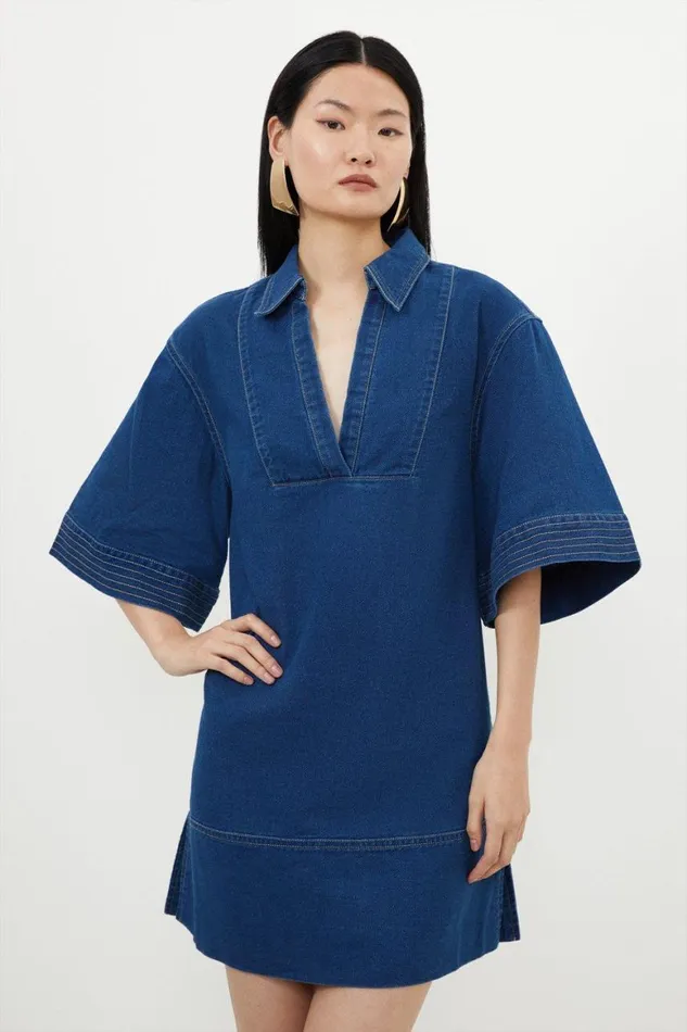Denim Women Karen Millen Tencel Denim Woven Mini Dress Denim