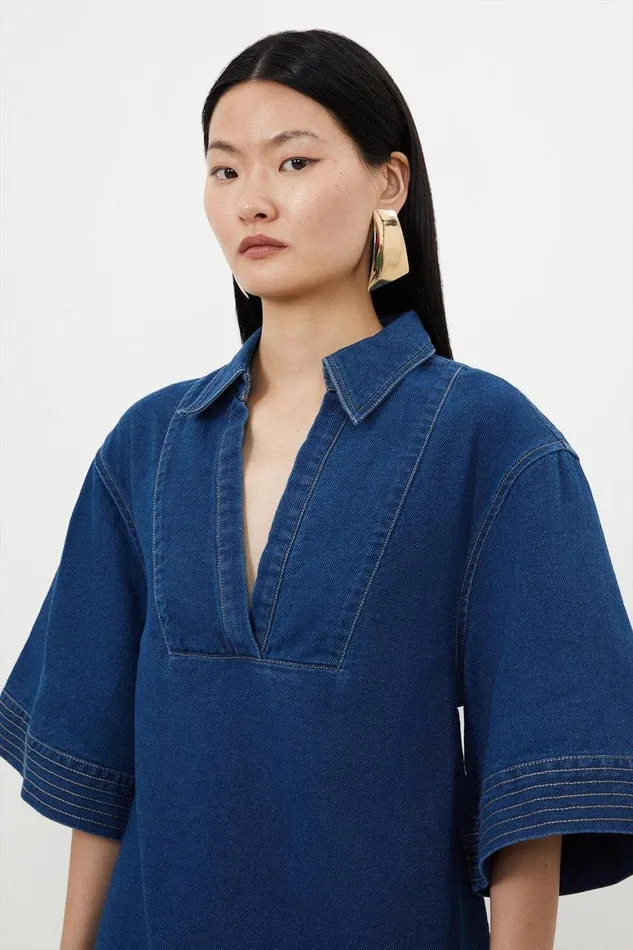 Denim Women Karen Millen Tencel Denim Woven Mini Dress Denim