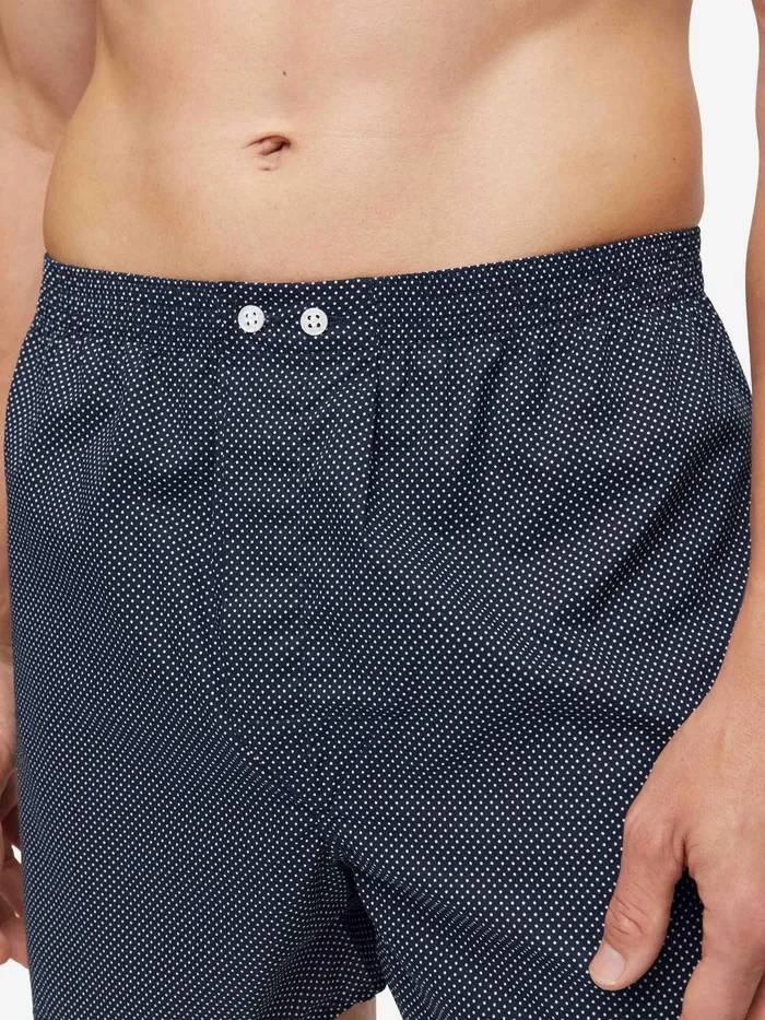 Derek Rose Classic Fit Boxers Plaza 21 Cotton Batiste Navy Men Classic Fit Boxer Shorts