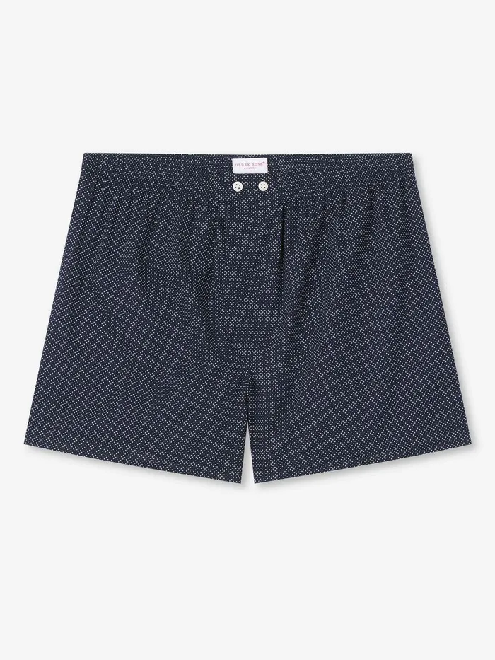 Derek Rose Classic Fit Boxers Plaza 21 Cotton Batiste Navy Men Classic Fit Boxer Shorts