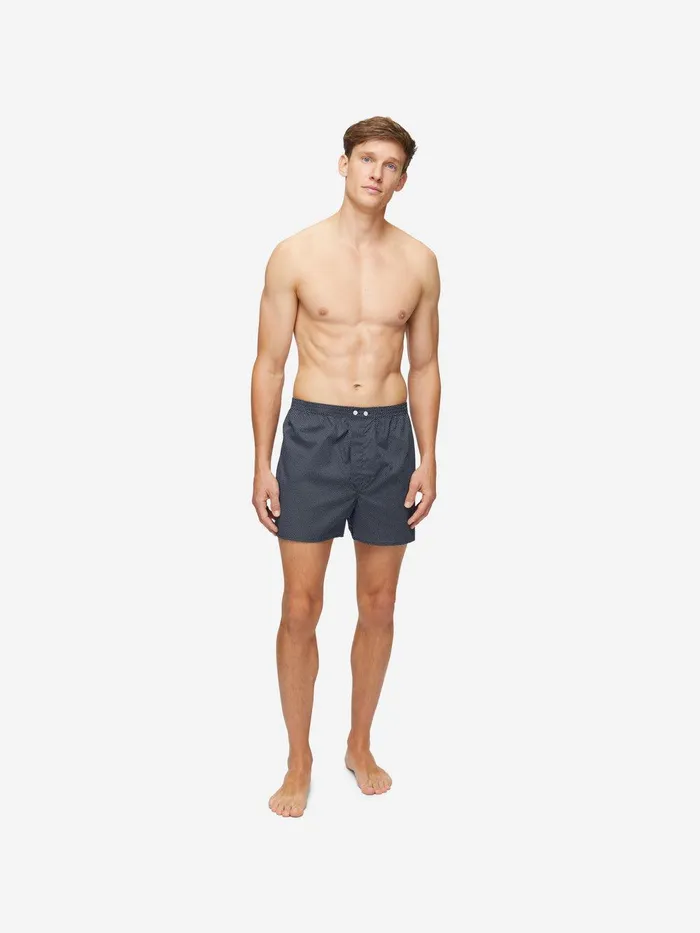 Derek Rose Classic Fit Boxers Plaza 21 Cotton Batiste Navy Men Classic Fit Boxer Shorts