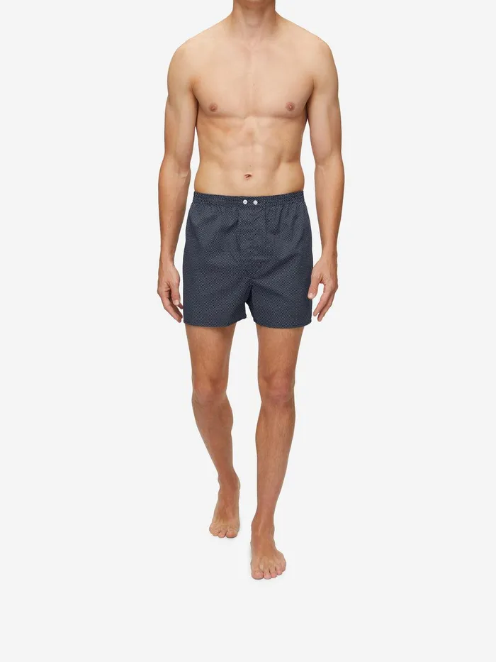 Derek Rose Classic Fit Boxers Plaza 21 Cotton Batiste Navy Men Classic Fit Boxer Shorts