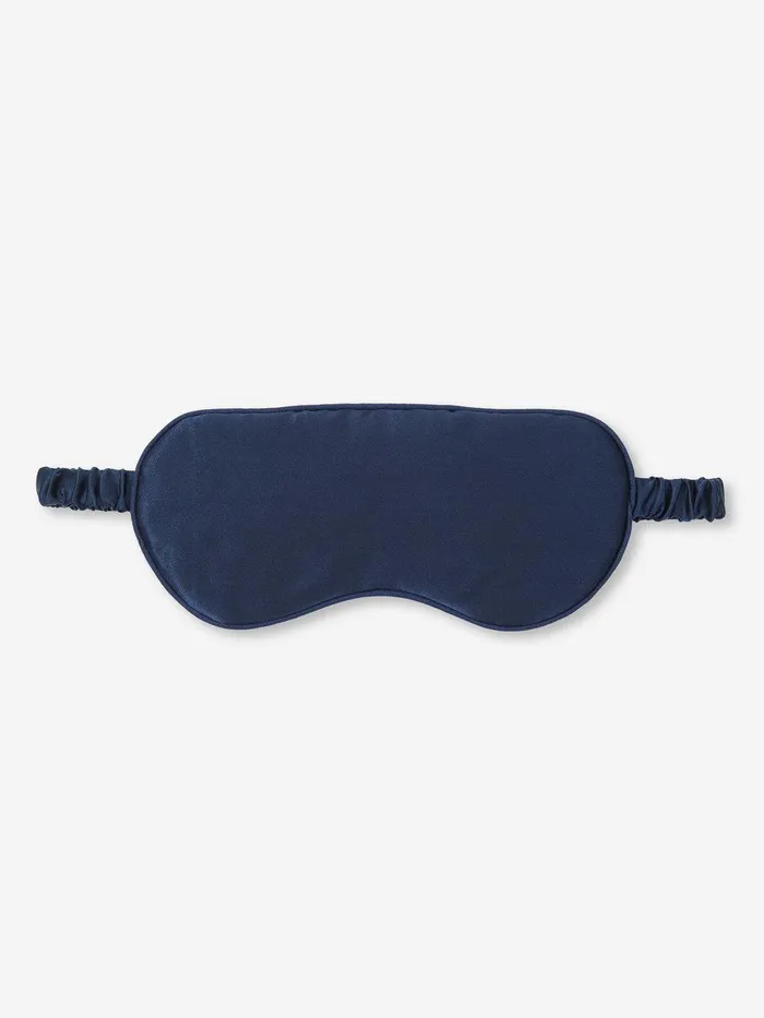 Derek Rose Eye Mask Bailey Silk Satin Navy MenWomen Eye Masks