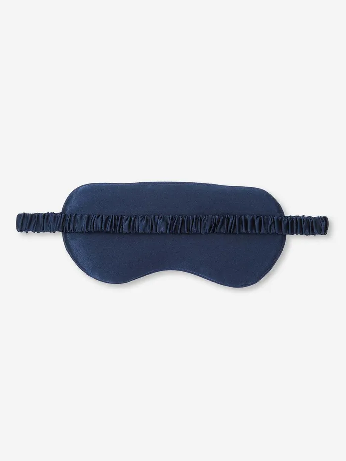 Derek Rose Eye Mask Bailey Silk Satin Navy MenWomen Eye Masks