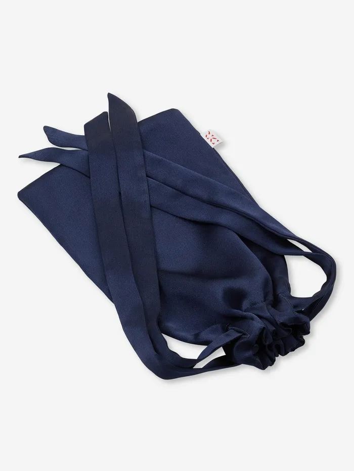 Derek Rose Eye Mask Bailey Silk Satin Navy MenWomen Eye Masks