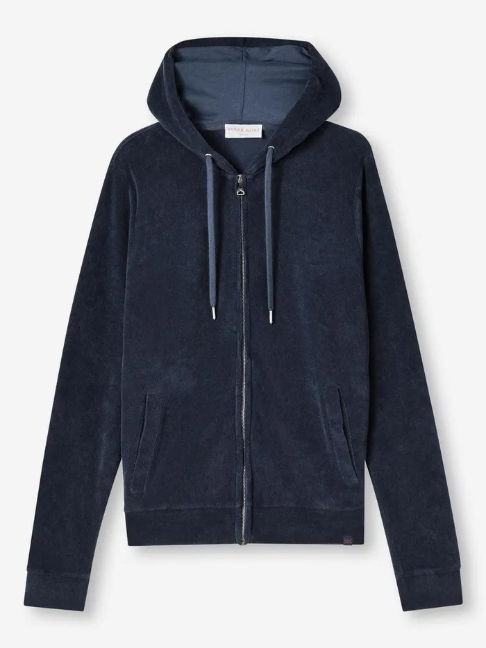 Derek Rose Hoodie Isaac Terry Cotton Navy Men Hooded Tops