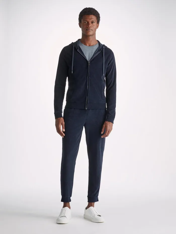 Derek Rose Hoodie Isaac Terry Cotton Navy Men Hooded Tops