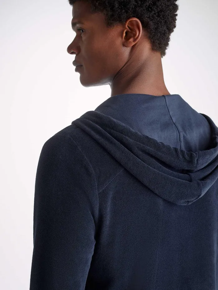Derek Rose Hoodie Isaac Terry Cotton Navy Men Hooded Tops