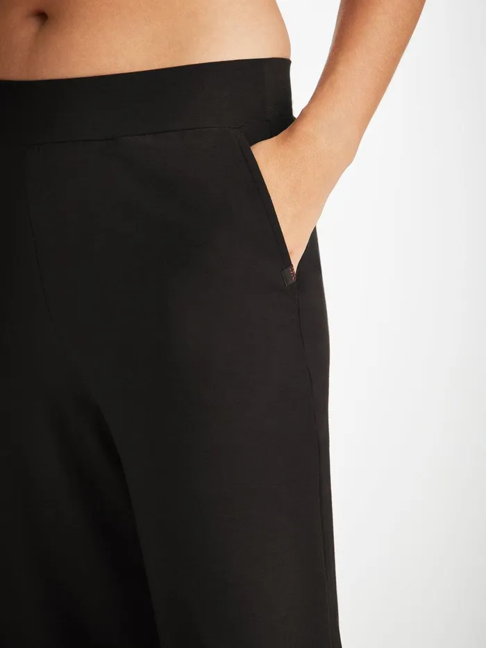 Derek Rose Lounge Pants Basel Micro Modal Stretch Black Women Lounge Pants