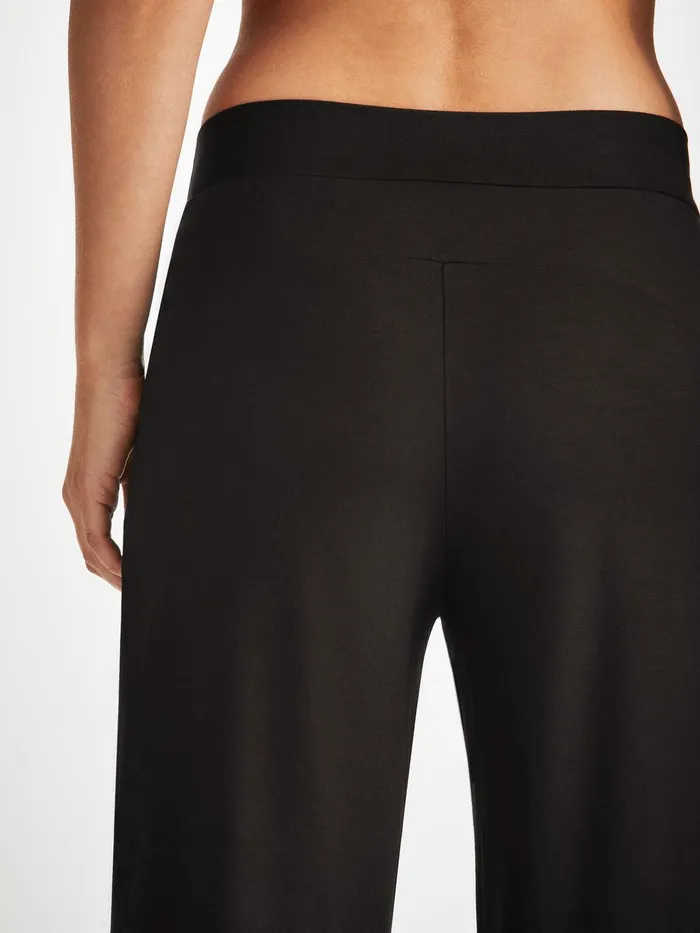 Derek Rose Lounge Pants Basel Micro Modal Stretch Black Women Lounge Pants