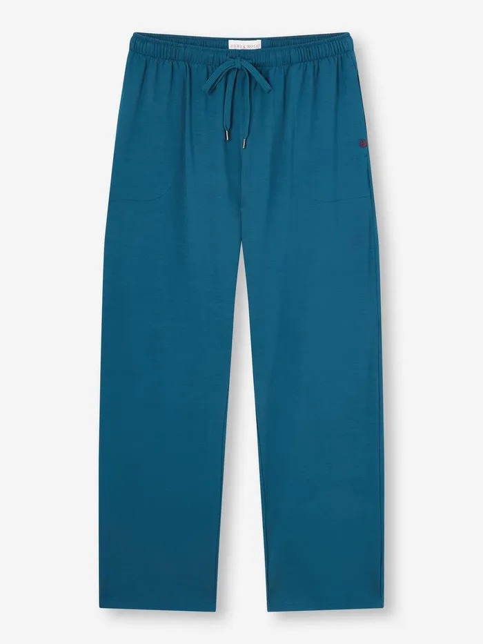 Derek Rose Lounge Pants Basel Micro Modal Stretch Poseidon Blue Men Lounge Pants