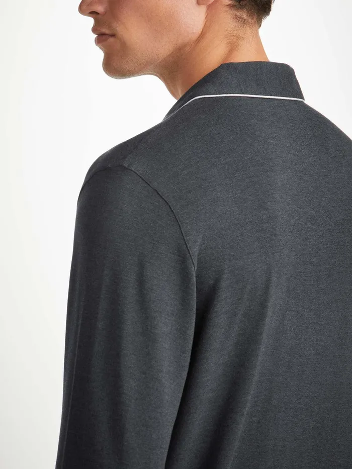 Derek Rose Modern Fit Pajamas Marlowe Micro Modal Stretch Anthracite Men Long Pajamas