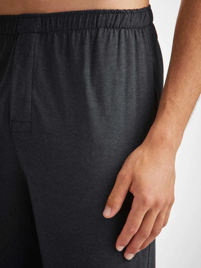 Derek Rose Modern Fit Pajamas Marlowe Micro Modal Stretch Anthracite Men Long Pajamas